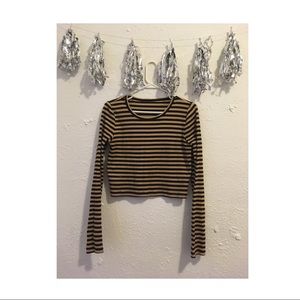 Striped crop long sleeve tee